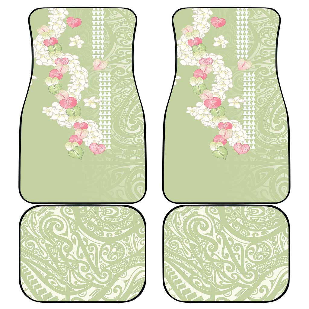 Leaf Green Hawaii Anthurium Plumeria Lei Car Mats