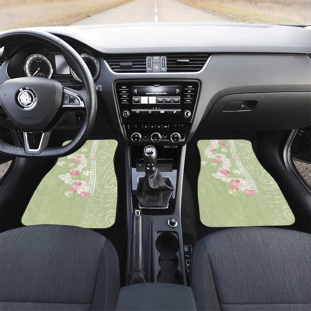 Leaf Green Hawaii Anthurium Plumeria Lei Car Mats