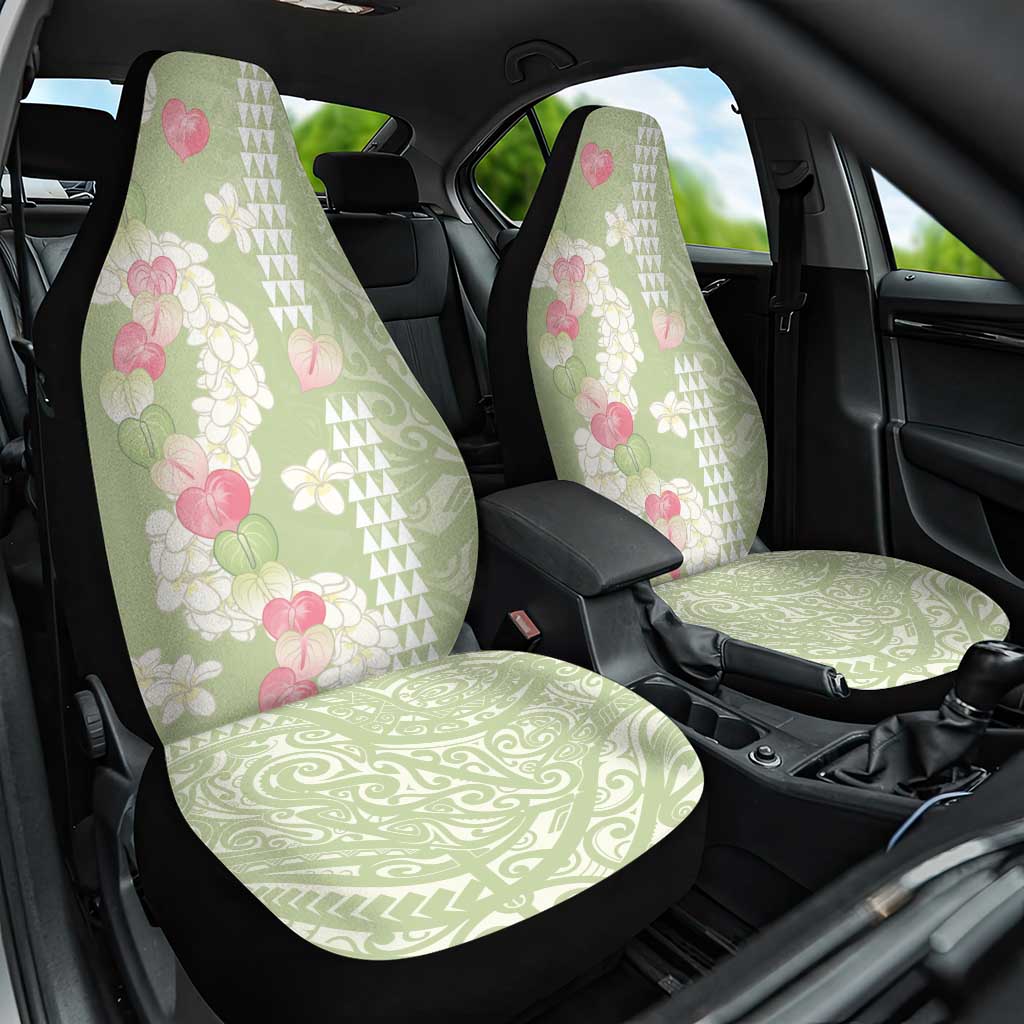 Leaf Green Hawaii Anthurium Plumeria Lei Car Seat Cover LT9 One Size Green - Polynesian Pride