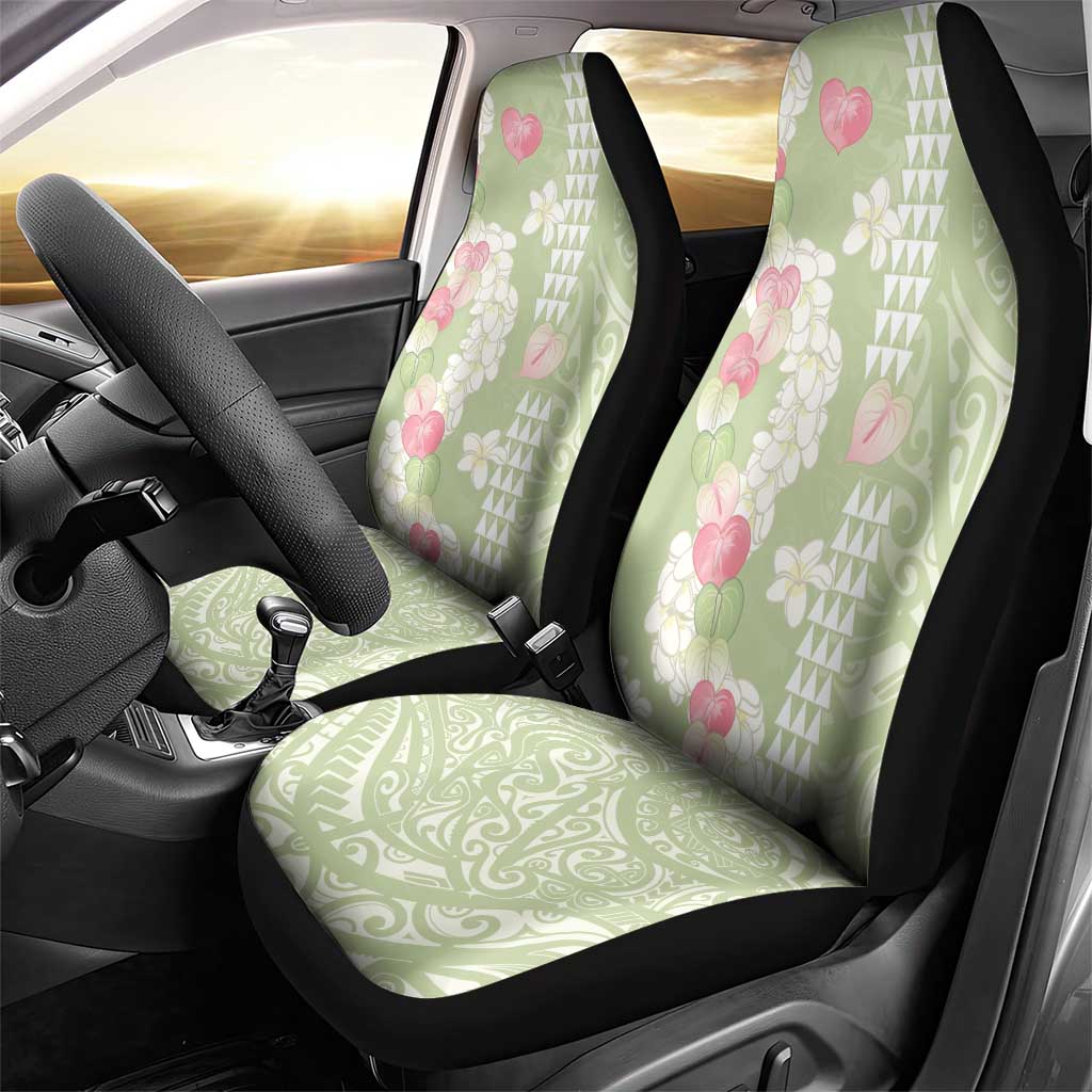 Leaf Green Hawaii Anthurium Plumeria Lei Car Seat Cover LT9 - Polynesian Pride