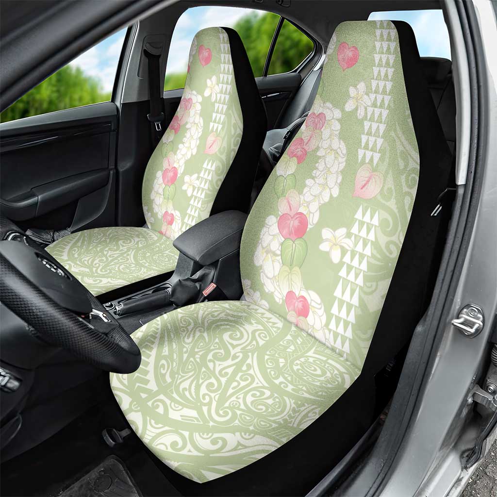Leaf Green Hawaii Anthurium Plumeria Lei Car Seat Cover LT9 - Polynesian Pride