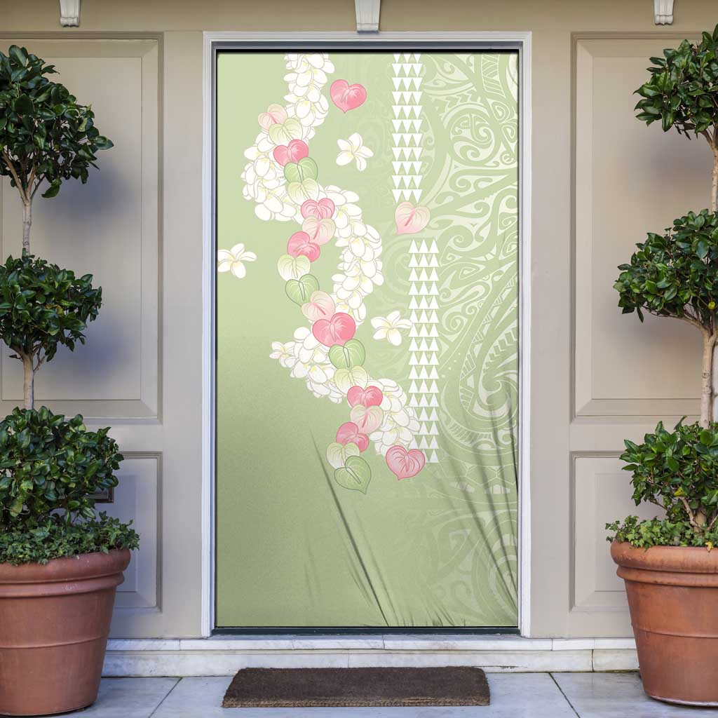 Leaf Green Hawaii Anthurium Plumeria Lei Door Cover