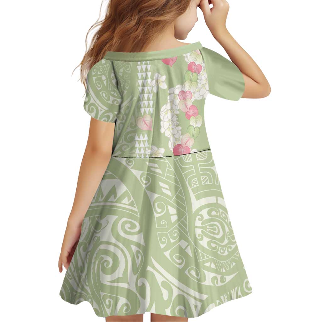 Leaf Green Hawaii Anthurium Plumeria Lei Family Matching Off Shoulder Maxi Dress and Hawaiian Shirt LT9 - Polynesian Pride