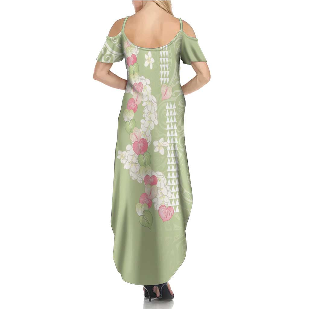 Leaf Green Hawaii Anthurium Plumeria Lei Family Matching Summer Maxi Dress and Hawaiian Shirt LT9 - Polynesian Pride