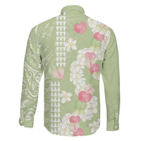 Leaf Green Hawaii Anthurium Plumeria Lei Family Matching Tank Maxi Dress and Hawaiian Shirt LT9 - Polynesian Pride