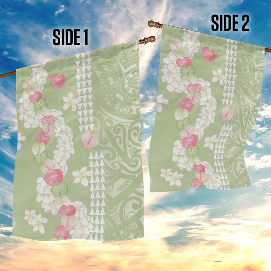 Leaf Green Hawaii Anthurium Plumeria Lei Garden Flag