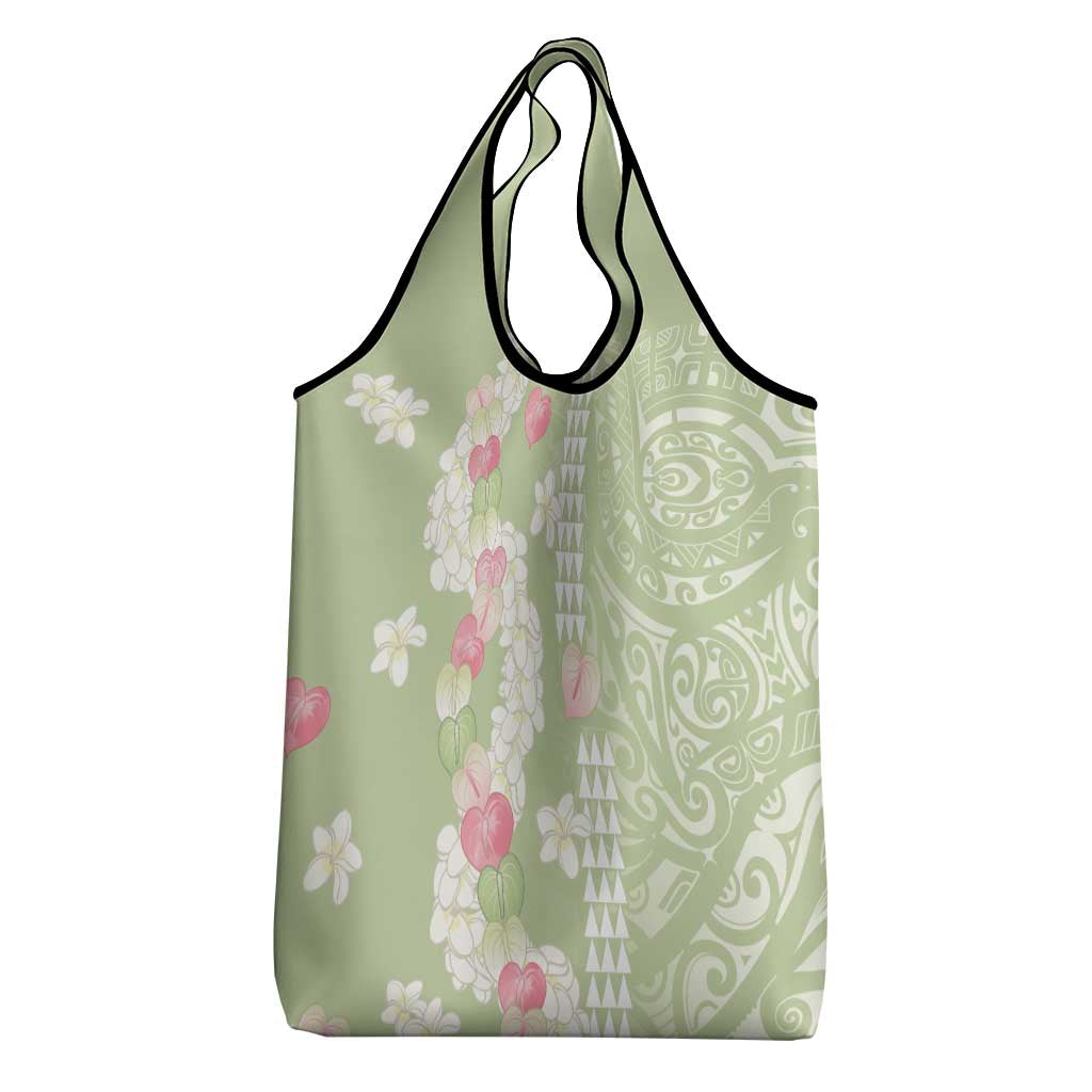 Leaf Green Hawaii Anthurium Plumeria Lei Grocery Bag