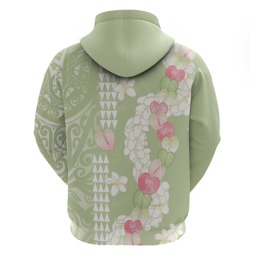 Leaf Green Hawaii Anthurium Plumeria Lei Hoodie LT9 - Polynesian Pride