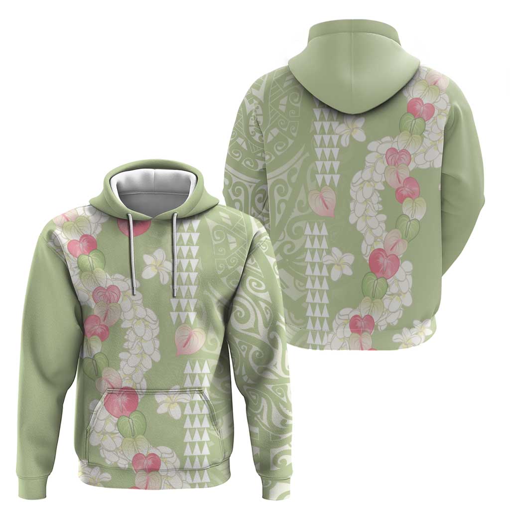 Leaf Green Hawaii Anthurium Plumeria Lei Hoodie LT9 - Polynesian Pride