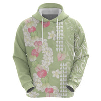 Leaf Green Hawaii Anthurium Plumeria Lei Hoodie LT9 - Polynesian Pride