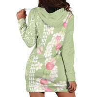 Leaf Green Hawaii Anthurium Plumeria Lei Hoodie Dress LT9 - Polynesian Pride