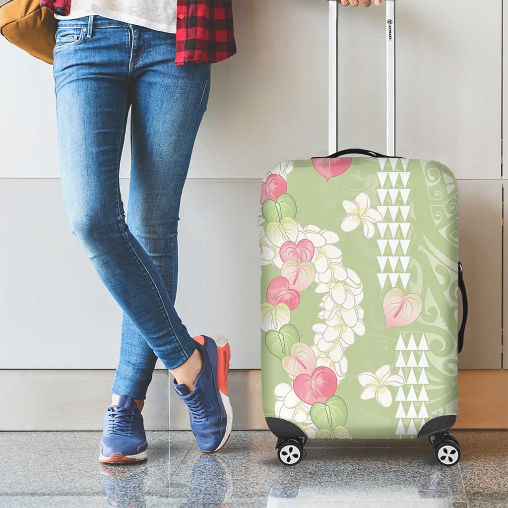 Leaf Green Hawaii Anthurium Plumeria Lei Luggage Cover
