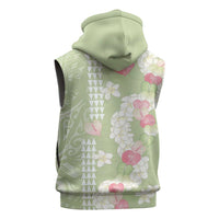Leaf Green Hawaii Anthurium Plumeria Lei Sleeveless Hoodie LT9 - Polynesian Pride