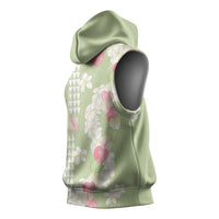 Leaf Green Hawaii Anthurium Plumeria Lei Sleeveless Hoodie LT9 - Polynesian Pride