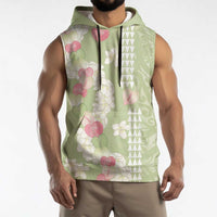 Leaf Green Hawaii Anthurium Plumeria Lei Sleeveless Hoodie LT9 - Polynesian Pride