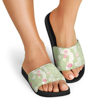 Leaf Green Hawaii Anthurium Plumeria Lei Slide Sandals