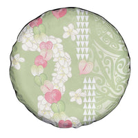 Leaf Green Hawaii Anthurium Plumeria Lei Spare Tire Cover