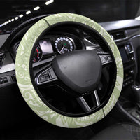 Leaf Green Hawaii Anthurium Plumeria Lei Steering Wheel Cover