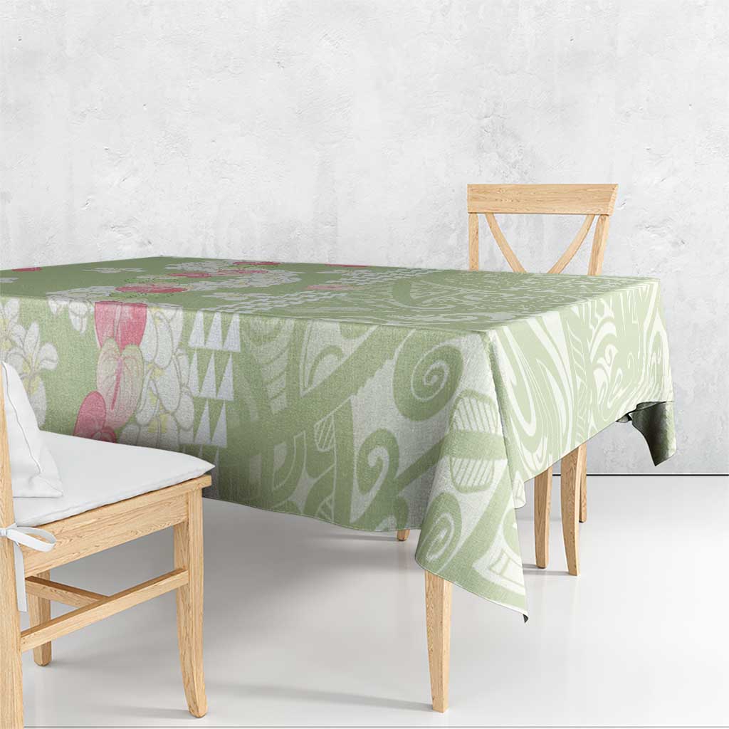 Leaf Green Hawaii Anthurium Plumeria Lei Tablecloth
