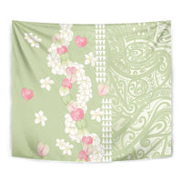 Leaf Green Hawaii Anthurium Plumeria Lei Tapestry