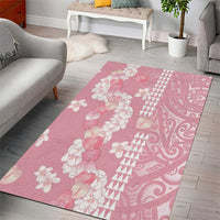 Soft Pink Hawaii Anthurium Plumeria Lei Area Rug
