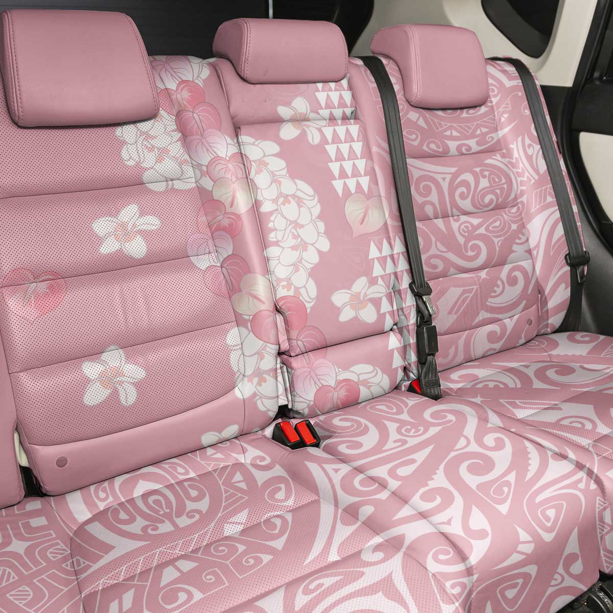 Soft Pink Hawaii Anthurium Plumeria Lei Back Car Seat Cover LT9 - Polynesian Pride