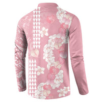Soft Pink Hawaii Anthurium Plumeria Lei Button Sweatshirt
