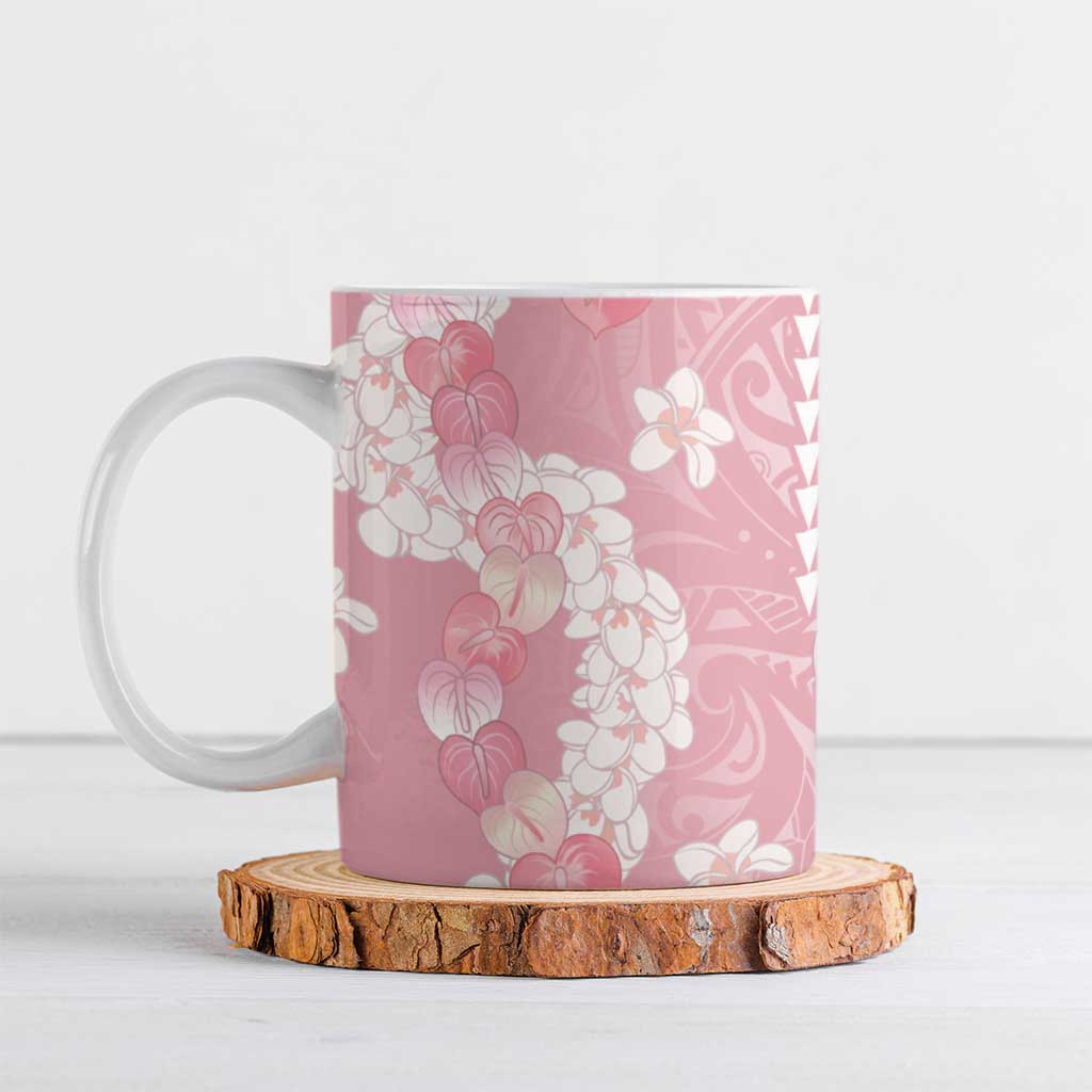Soft Pink Hawaii Anthurium Plumeria Lei Ceramic Mug
