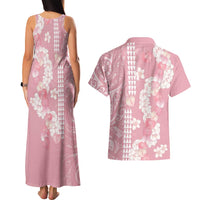 Soft Pink Hawaii Anthurium Plumeria Lei Couples Matching Tank Maxi Dress and Hawaiian Shirt LT9 - Polynesian Pride