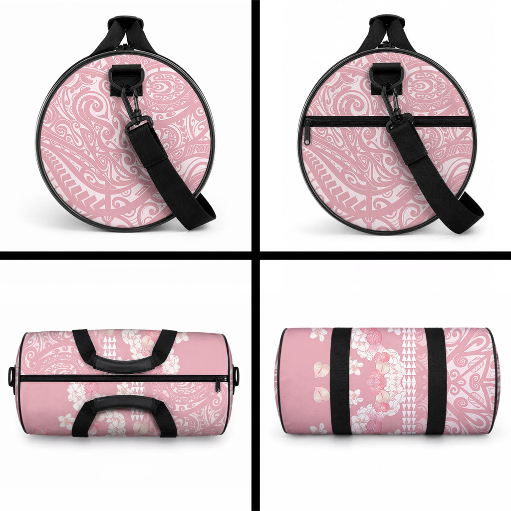 Soft Pink Hawaii Anthurium Plumeria Lei Duffle Bag LT9 - Polynesian Pride