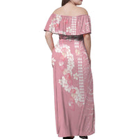 Soft Pink Hawaii Anthurium Plumeria Lei Family Matching Off Shoulder Maxi Dress and Hawaiian Shirt LT9 - Polynesian Pride