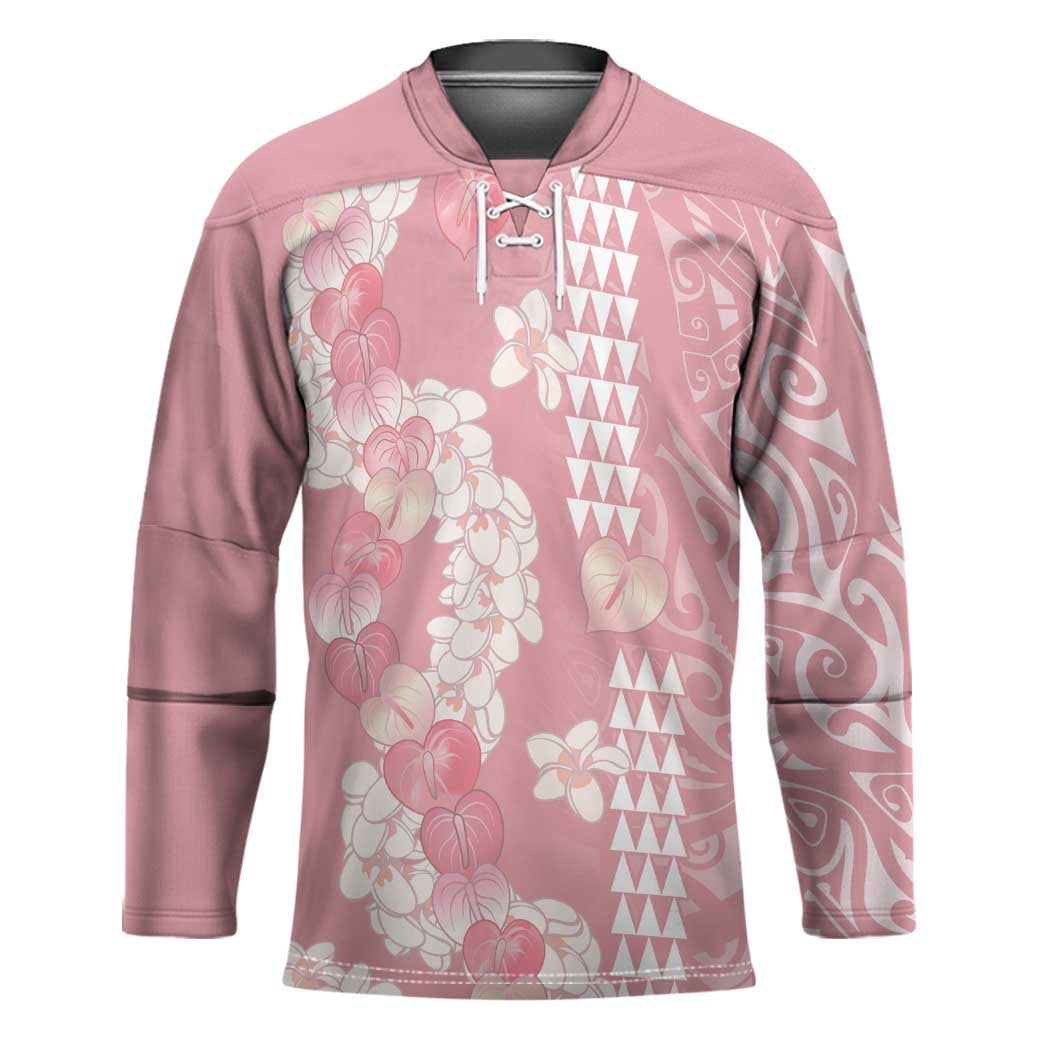 Soft Pink Hawaii Anthurium Plumeria Lei Hockey Jersey LT9 Unisex Pink - Polynesian Pride