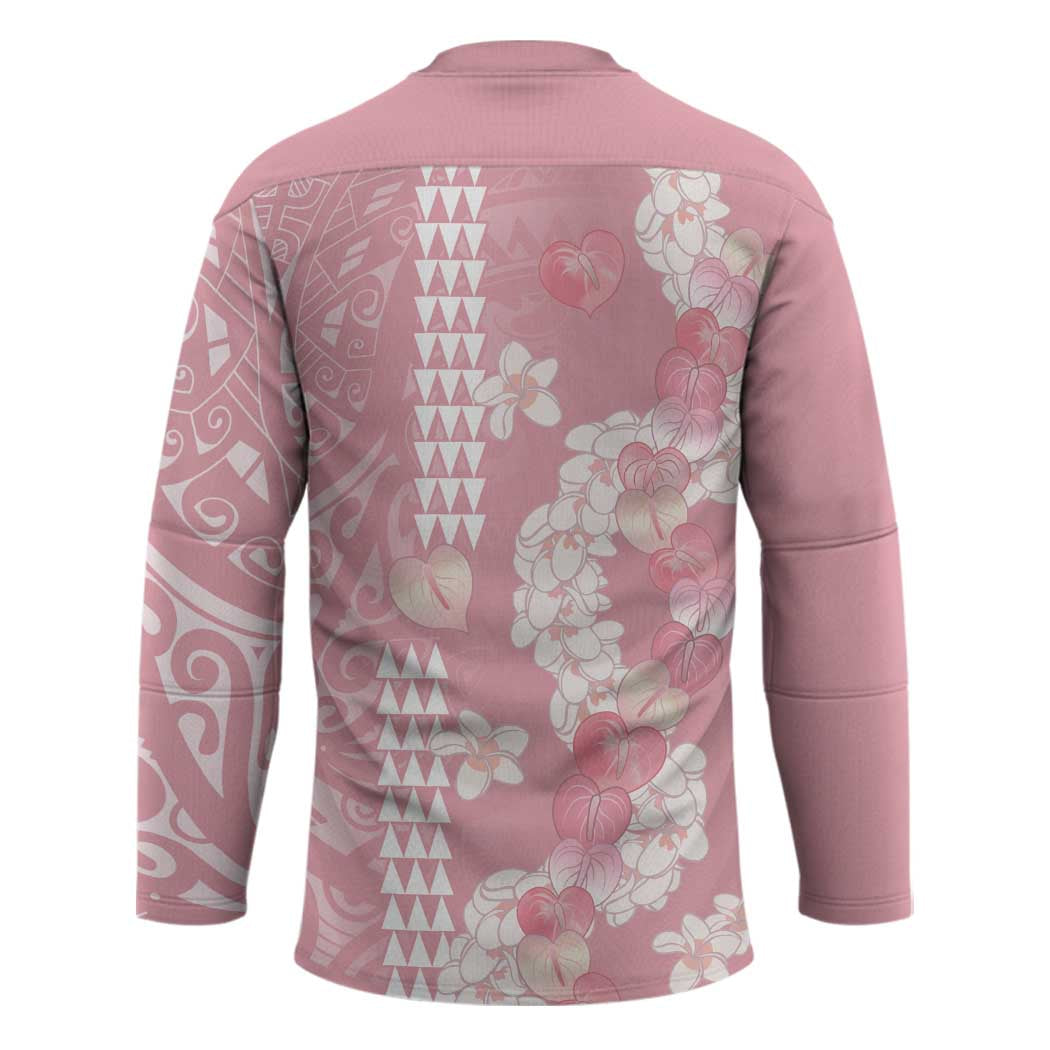 Soft Pink Hawaii Anthurium Plumeria Lei Hockey Jersey LT9 - Polynesian Pride