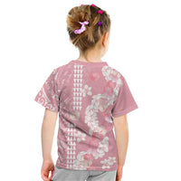Soft Pink Hawaii Anthurium Plumeria Lei Kid T Shirt