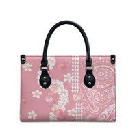 Soft Pink Hawaii Anthurium Plumeria Lei Leather Bag