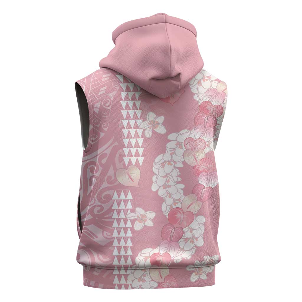 Soft Pink Hawaii Anthurium Plumeria Lei Sleeveless Hoodie