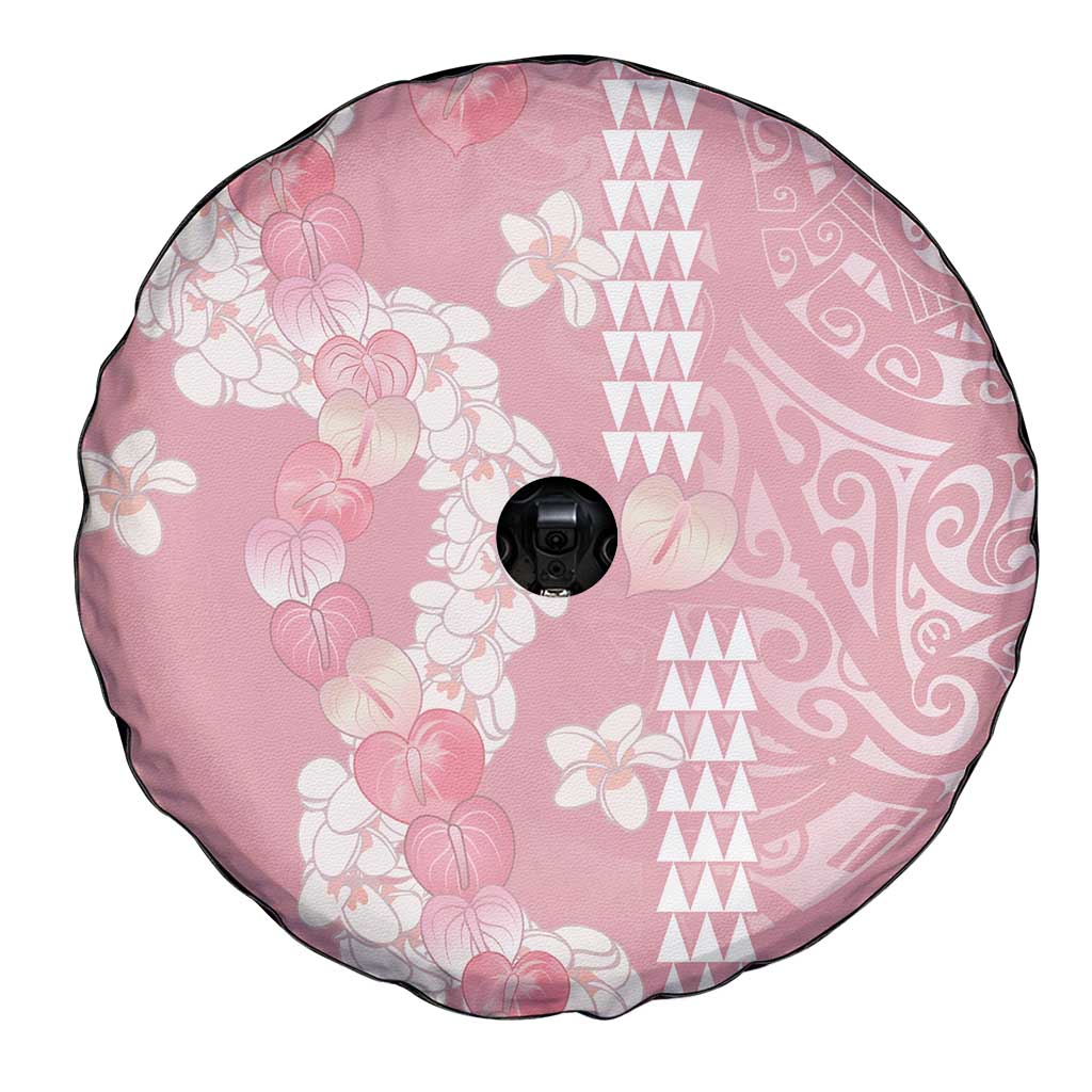 Soft Pink Hawaii Anthurium Plumeria Lei Spare Tire Cover