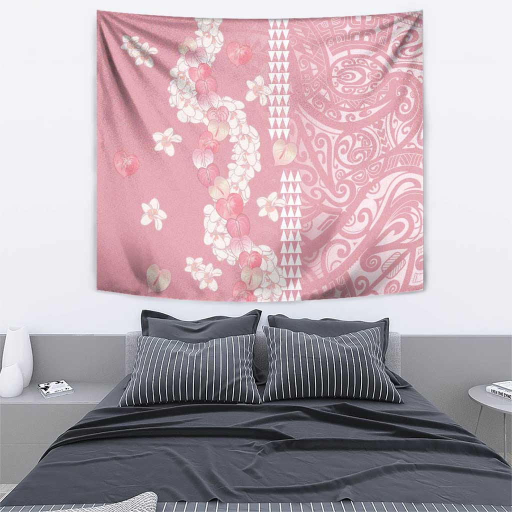 Soft Pink Hawaii Anthurium Plumeria Lei Tapestry