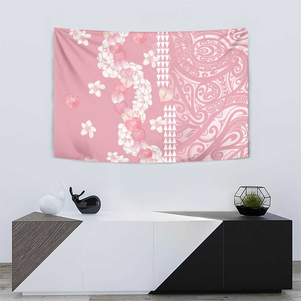 Soft Pink Hawaii Anthurium Plumeria Lei Tapestry