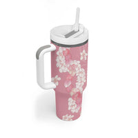 Soft Pink Hawaii Anthurium Plumeria Lei Tumbler With Handle