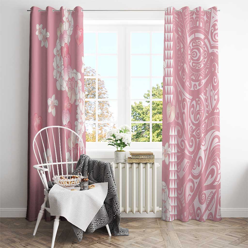 Soft Pink Hawaii Anthurium Plumeria Lei Window Curtain