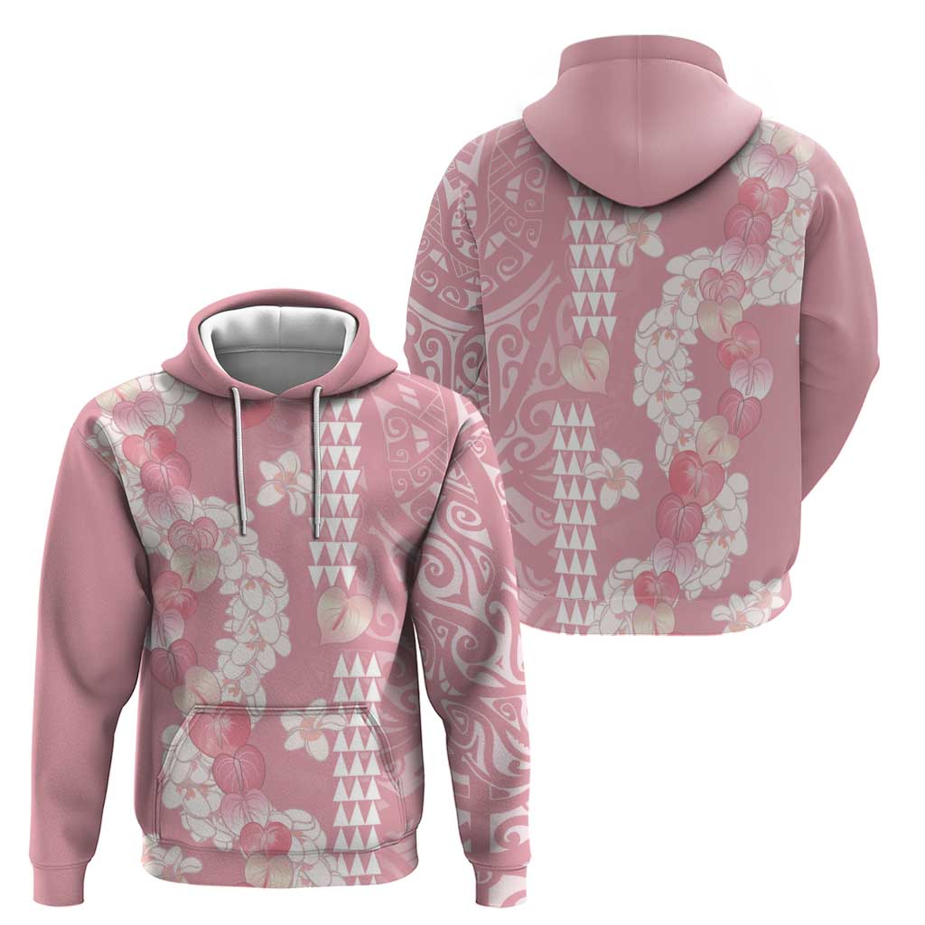 Soft Pink Hawaii Anthurium Plumeria Lei Zip Hoodie