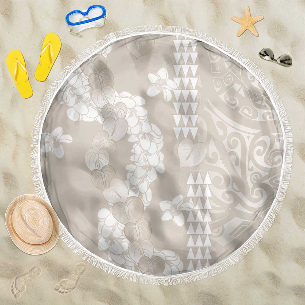 Suede Beige Hawaii Anthurium Plumeria Lei Beach Blanket