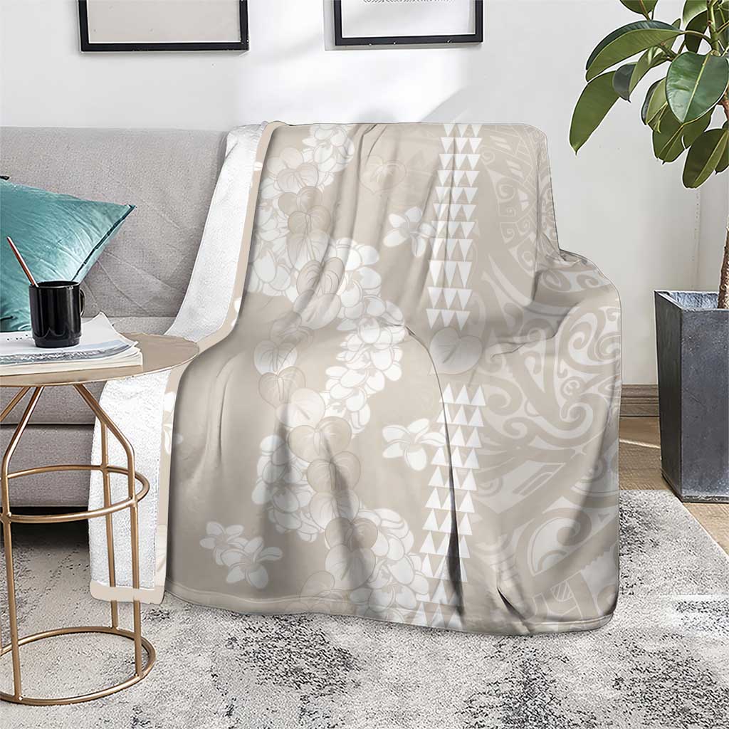 Suede Beige Hawaii Anthurium Plumeria Lei Blanket