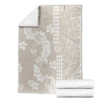 Suede Beige Hawaii Anthurium Plumeria Lei Blanket
