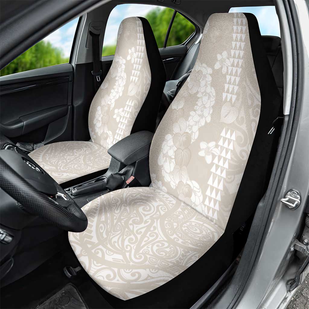 Suede Beige Hawaii Anthurium Plumeria Lei Car Seat Cover