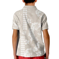 Suede Beige Hawaii Anthurium Plumeria Lei Kid Polo Shirt LT9 - Polynesian Pride