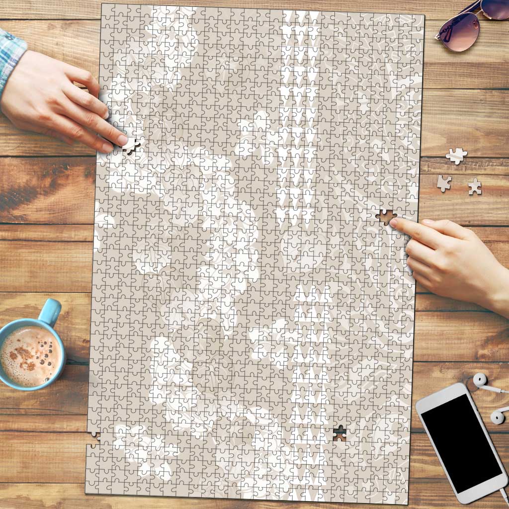 Suede Beige Hawaii Anthurium Plumeria Lei Puzzle