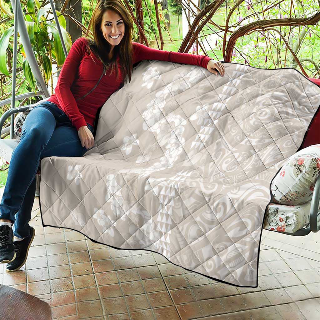 Suede Beige Hawaii Anthurium Plumeria Lei Quilt