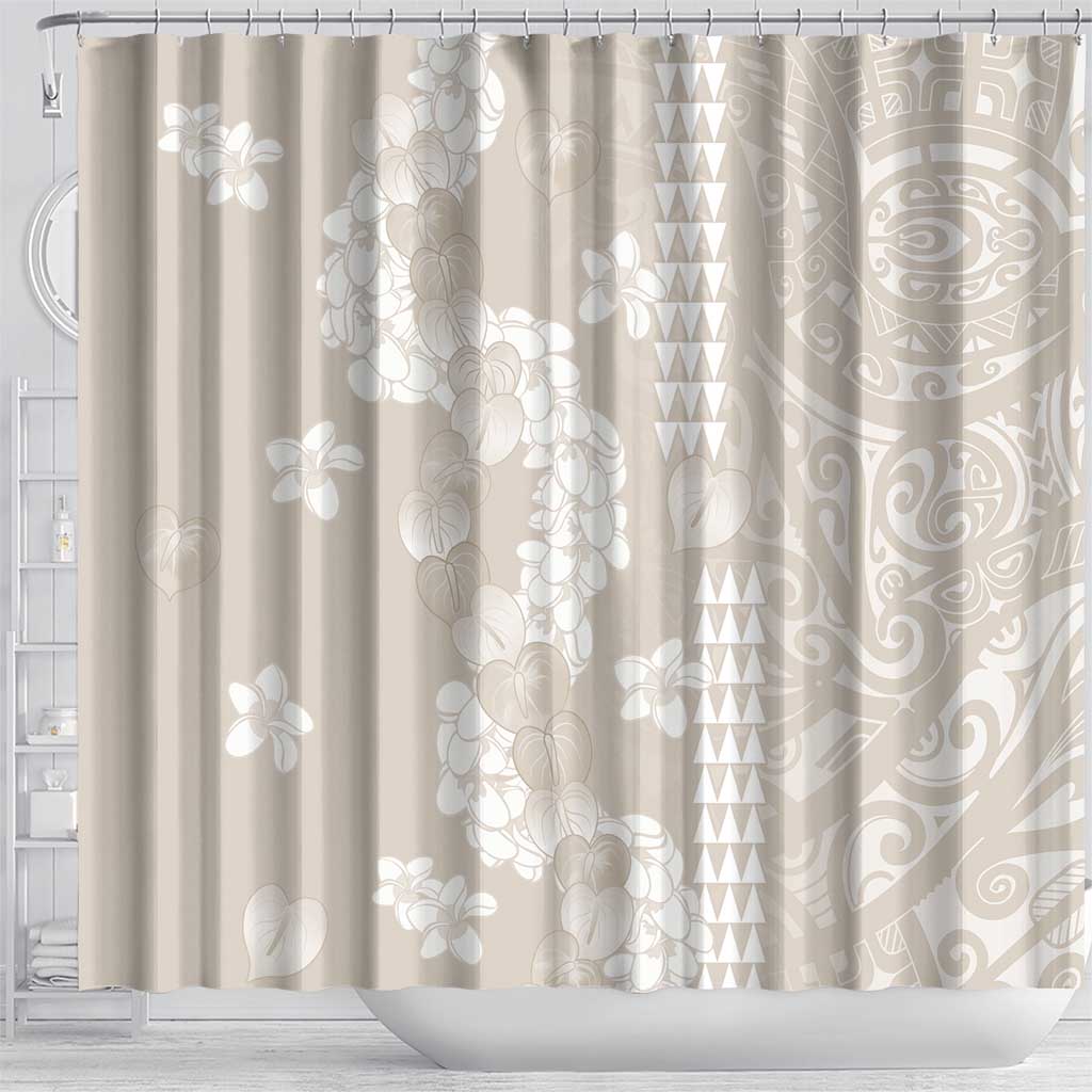 Suede Beige Hawaii Anthurium Plumeria Lei Shower Curtain
